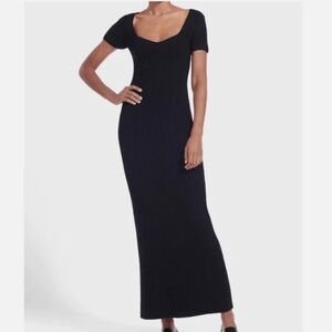Staud Camden Black Rib Knit Sweetheart Bustier Panel Maxi Dress NWT Size XL NWOT